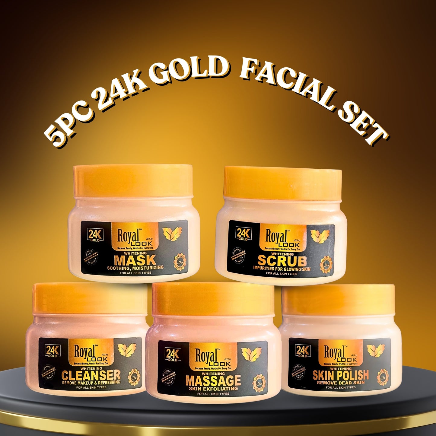 Royal Look 24k Gold Complete Facial kit in 120ML/300ML | 5 pcs set